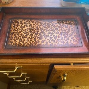 Leopard Print Wooden Serving Tray